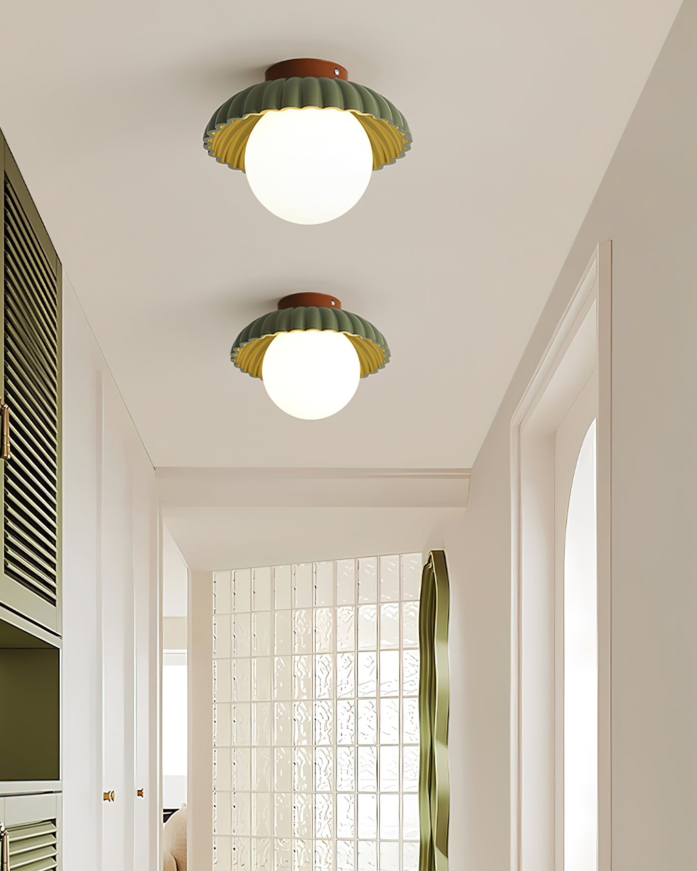 Ceiling Light Metal 9.8 in Adjustable Green Beige Red White Brown Indoor Decorative Fixture | Thomler