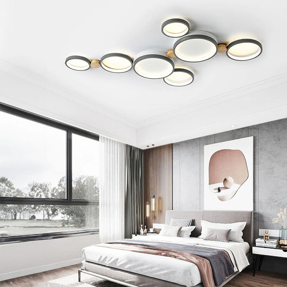 Ceiling Light Iron Wood 20 in Multi-Head Macaron Color Living Room Bedroom Dining Room LED Fixture | Thomler