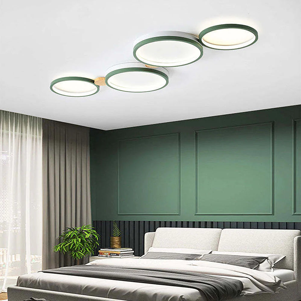 Ceiling Light Iron Wood 20 in Multi-Head Macaron Color Living Room Bedroom Dining Room LED Fixture | Thomler