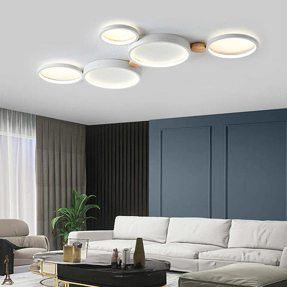 Ceiling Light Iron Wood 20 in Multi-Head Macaron Color Living Room Bedroom Dining Room LED Fixture | Thomler