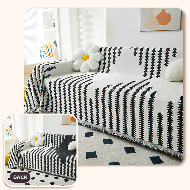 Reversible Chenille Sofa Throw Blanket | Scratch-Resistant Pet-Friendly Furniture Protector | Year-Round Soft Couch Cover for Living Room | Thomler