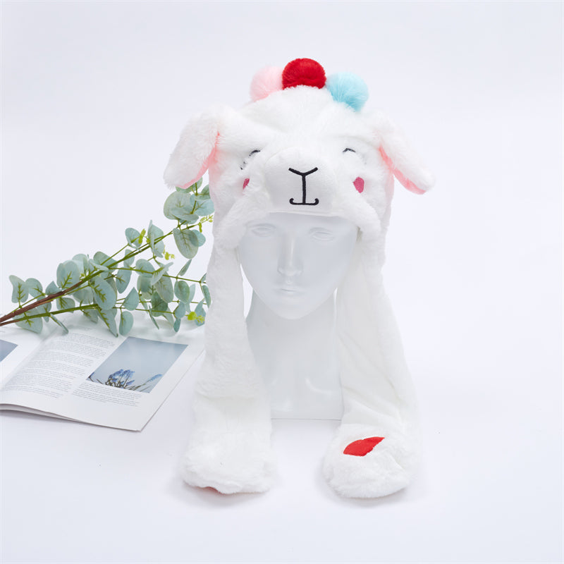 Plush Hat with Pop-Up Ears for Kids & Adults – Interactive Cosplay Beanie with Squeeze Paws | Fun Winter Accessory for Parties, Christmas | Thomler