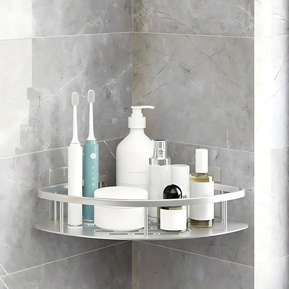 Wall-Mounted Bathroom Storage Rack with Hook, Aluminum Shower Organizer Caddy, Rustproof No-Drill Shelf for Shampoo & Soap, Single or | Thomler