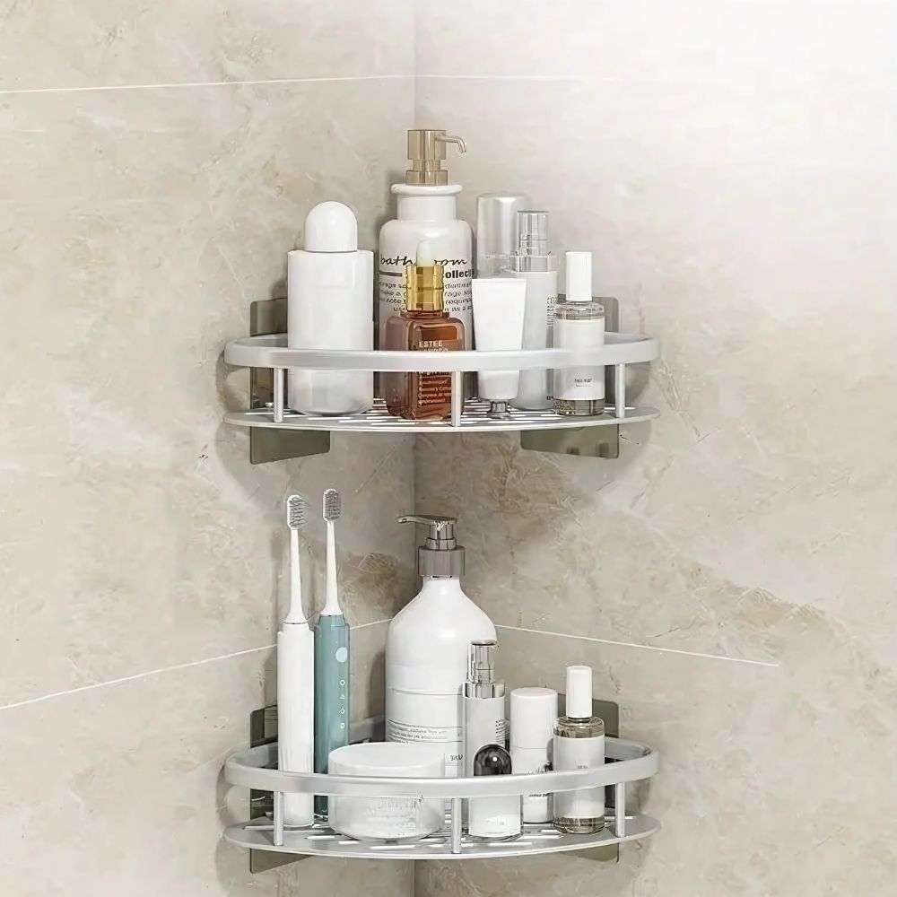 Wall-Mounted Bathroom Storage Rack with Hook, Aluminum Shower Organizer Caddy, Rustproof No-Drill Shelf for Shampoo & Soap, Single or | Thomler