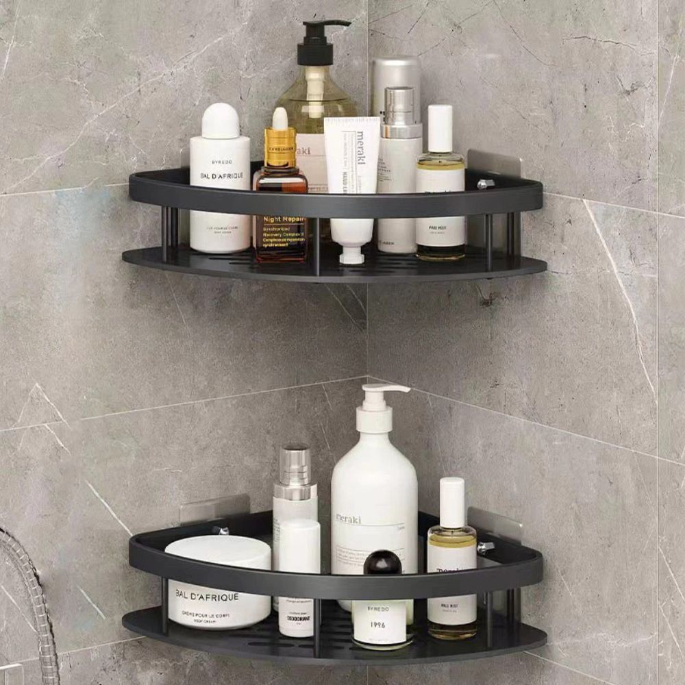 Wall-Mounted Bathroom Storage Rack with Hook, Aluminum Shower Organizer Caddy, Rustproof No-Drill Shelf for Shampoo & Soap, Single or | Thomler