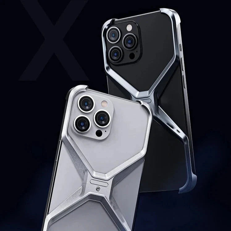 Minimalist Metal Frame Phone Case for iPhone 14, 15, 16 & 17 – Ultra-Lightweight Drop Protection with X-Frame Design | Thomler