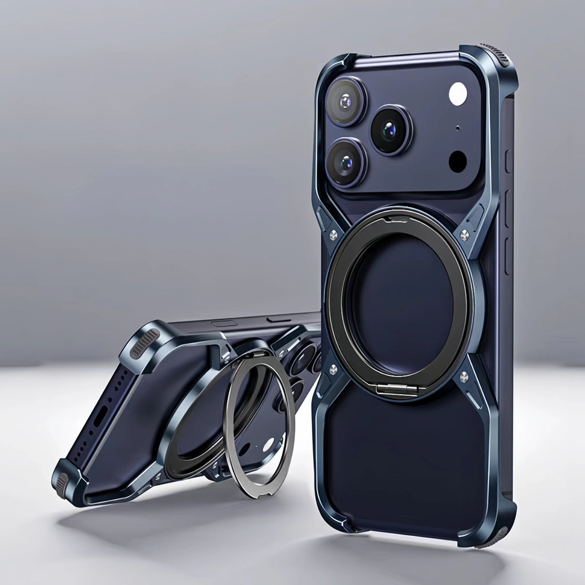 Minimalist Metal Frame Phone Case for iPhone 14, 15, 16 & 17 – Ultra-Lightweight Drop Protection with X-Frame Design | Thomler