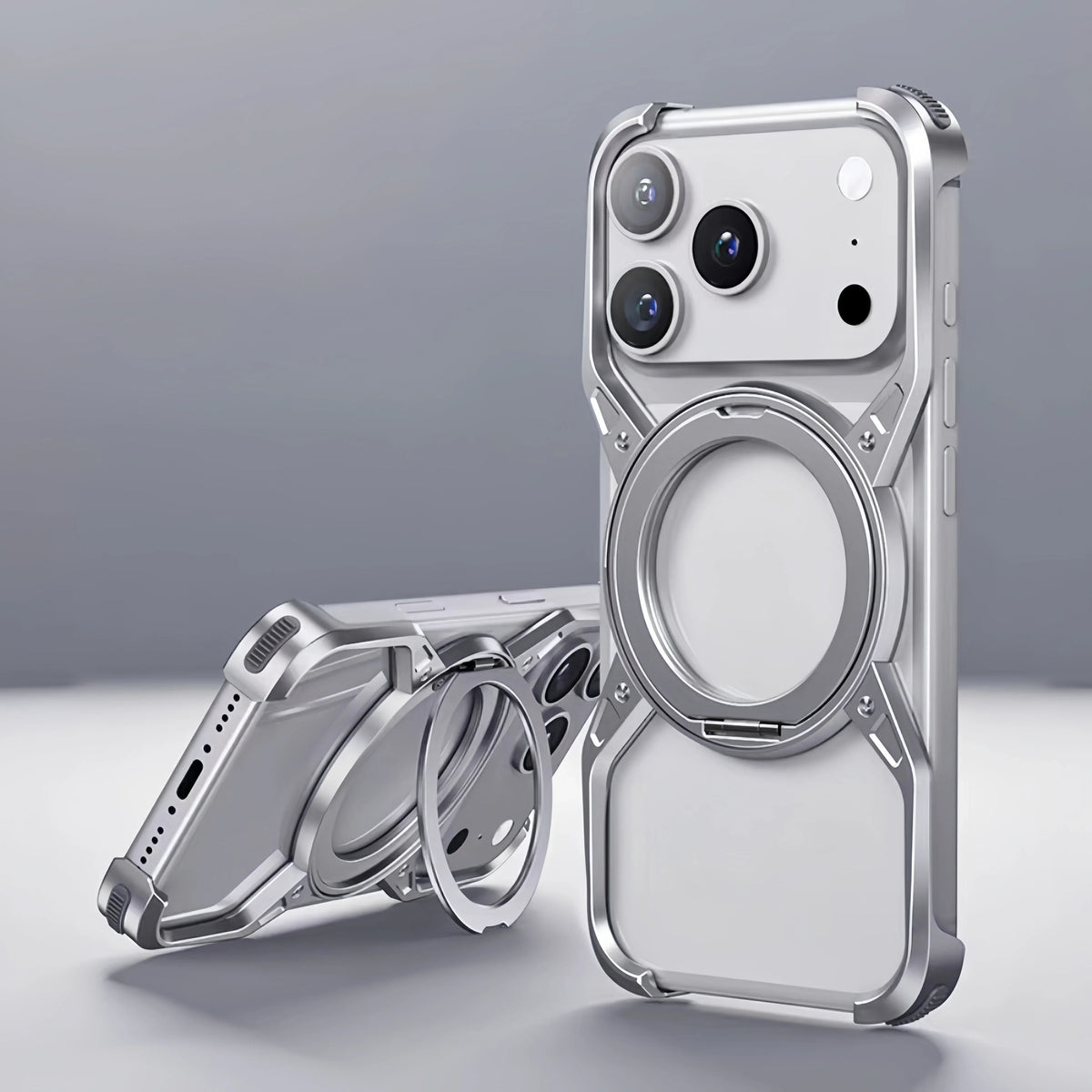 Minimalist Metal Frame Phone Case for iPhone 14, 15, 16 & 17 – Ultra-Lightweight Drop Protection with X-Frame Design | Thomler