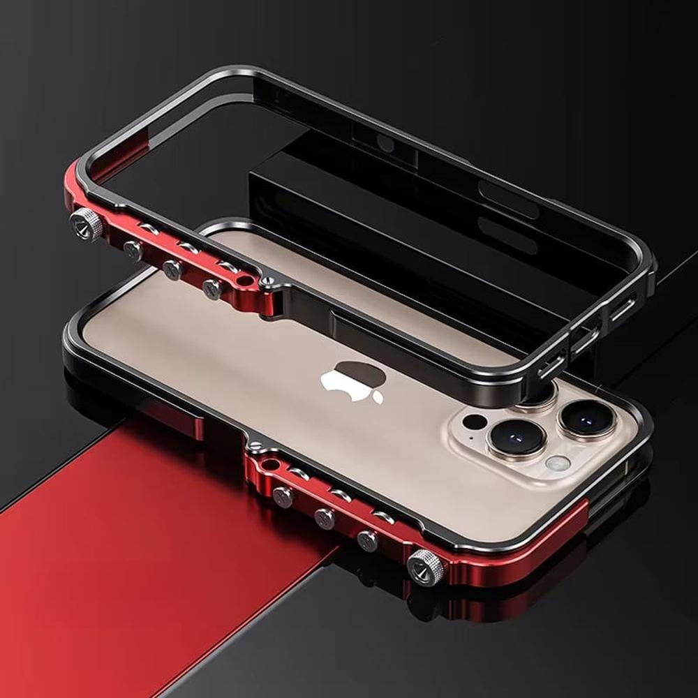 Aluminum Metal Frame Phone Case for iPhone 13-17 Pro Max – Shock Absorbing, Raised Edge Protection, Precision Cutouts – Cosmic Orange & | Thomler