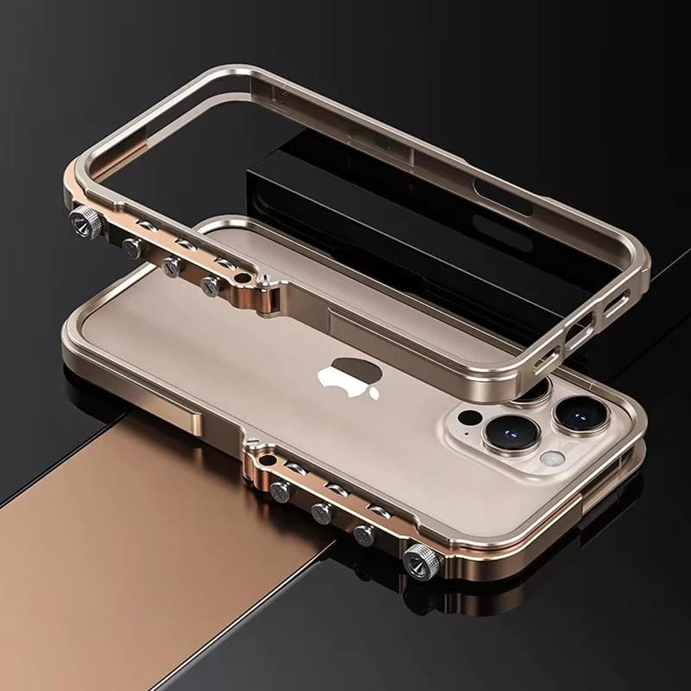 Aluminum Metal Frame Phone Case for iPhone 13-17 Pro Max – Shock Absorbing, Raised Edge Protection, Precision Cutouts – Cosmic Orange & | Thomler