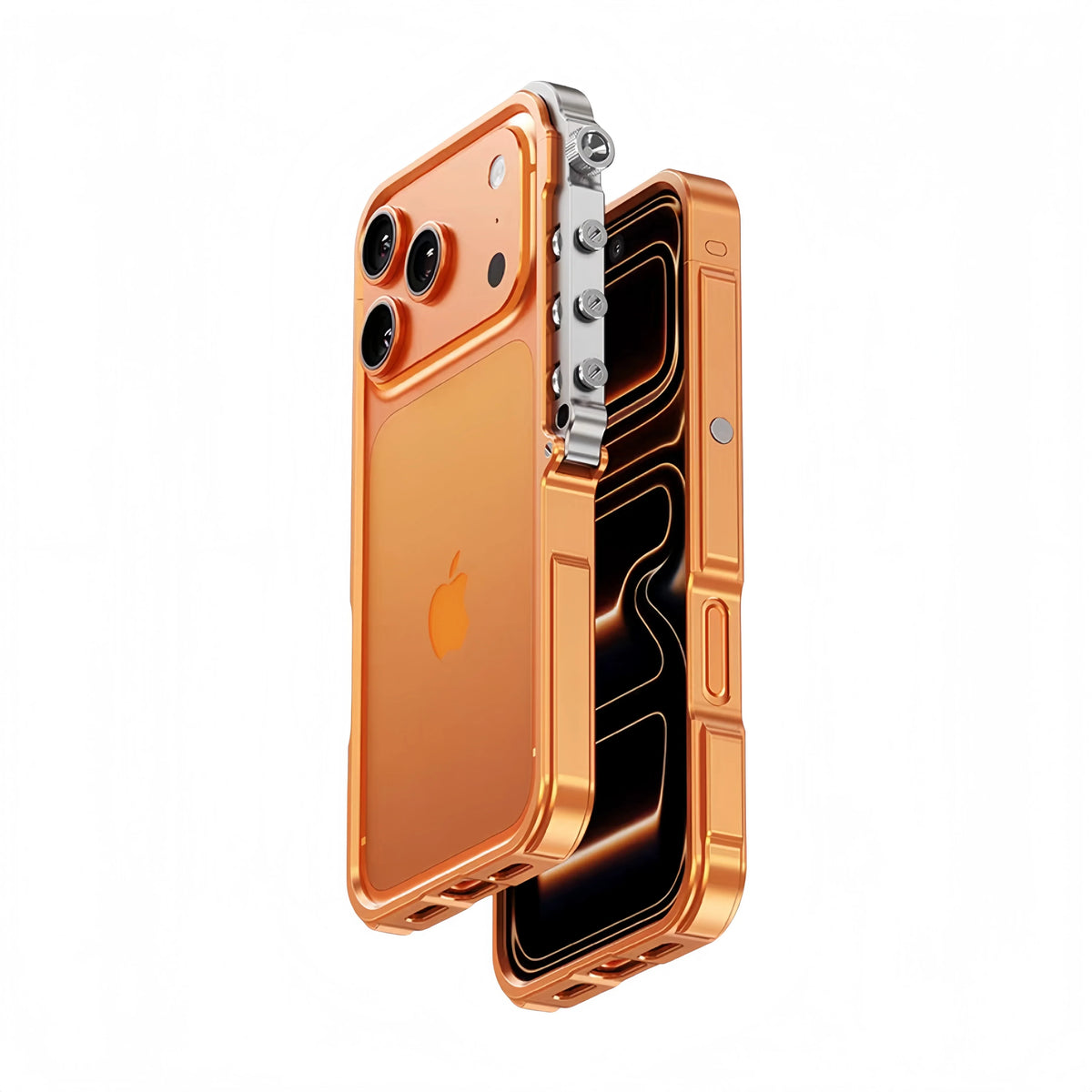 Aluminum Metal Frame Phone Case for iPhone 13-17 Pro Max – Shock Absorbing, Raised Edge Protection, Precision Cutouts – Cosmic Orange & | Thomler