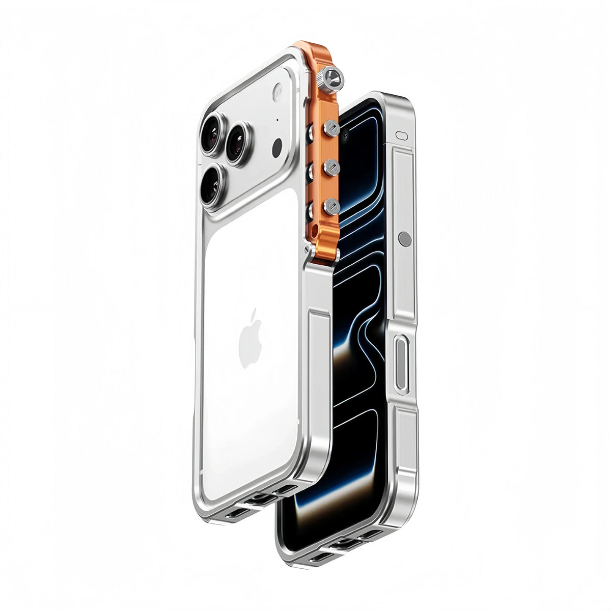 Aluminum Metal Frame Phone Case for iPhone 13-17 Pro Max – Shock Absorbing, Raised Edge Protection, Precision Cutouts – Cosmic Orange & | Thomler