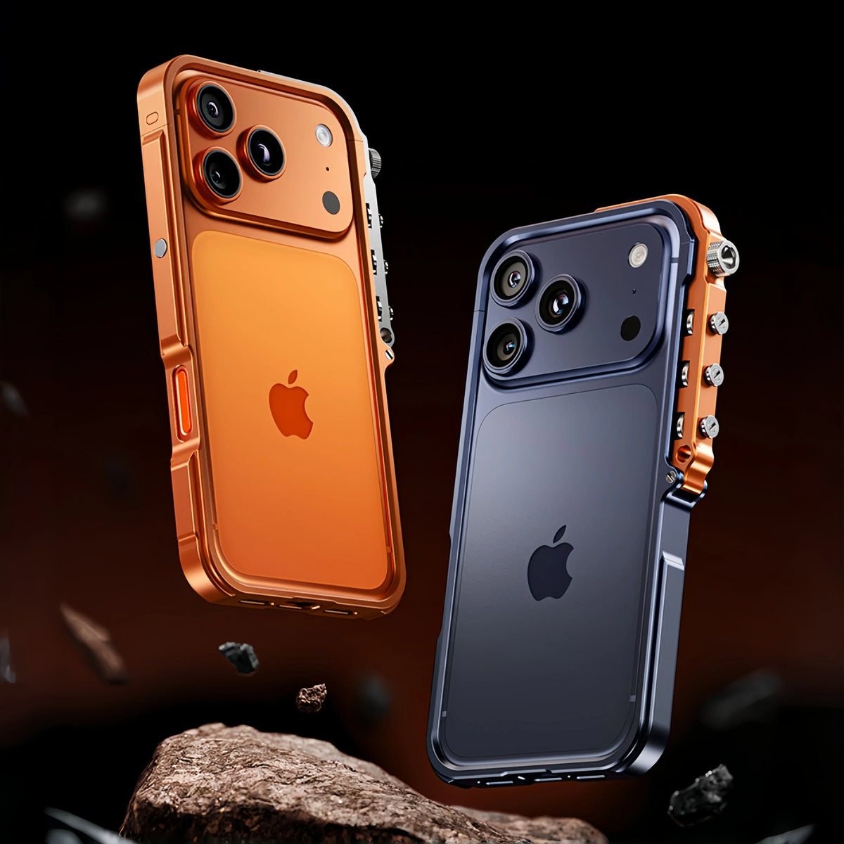 Aluminum Metal Frame Phone Case for iPhone 13-17 Pro Max – Shock Absorbing, Raised Edge Protection, Precision Cutouts – Cosmic Orange & | Thomler