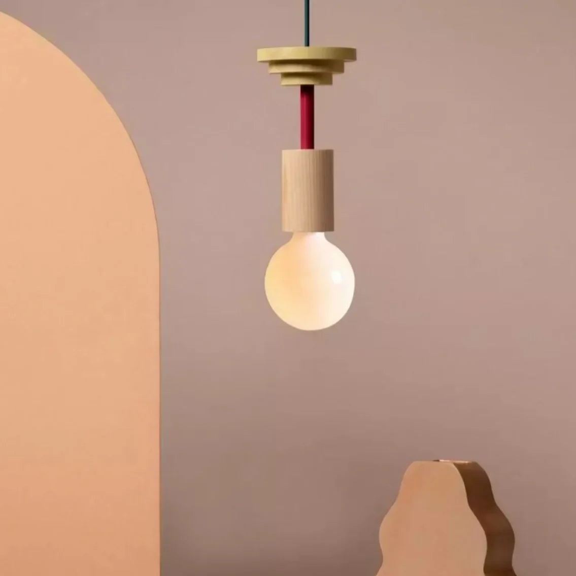 Pendant Light Wood 7.5 in to 16.5 in Multicolor Geometric Dining Living Room Ceiling Lamp Modern Home Decor | Thomler