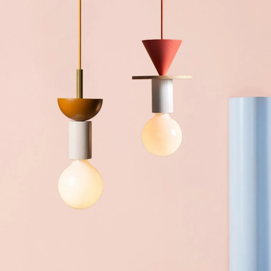 Pendant Light Wood 7.5 in to 16.5 in Multicolor Geometric Dining Living Room Ceiling Lamp Modern Home Decor | Thomler