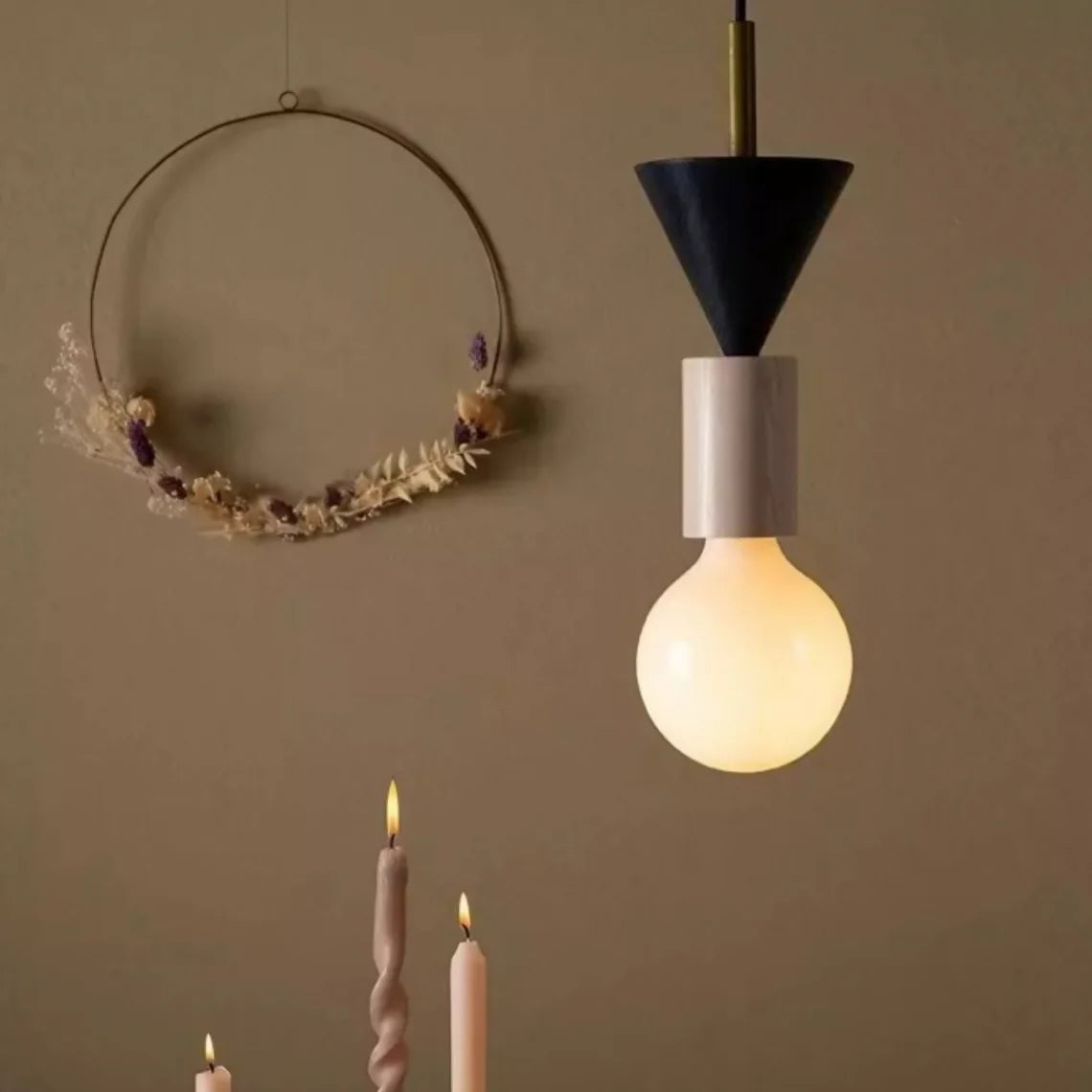 Pendant Light Wood 7.5 in to 16.5 in Multicolor Geometric Dining Living Room Ceiling Lamp Modern Home Decor | Thomler