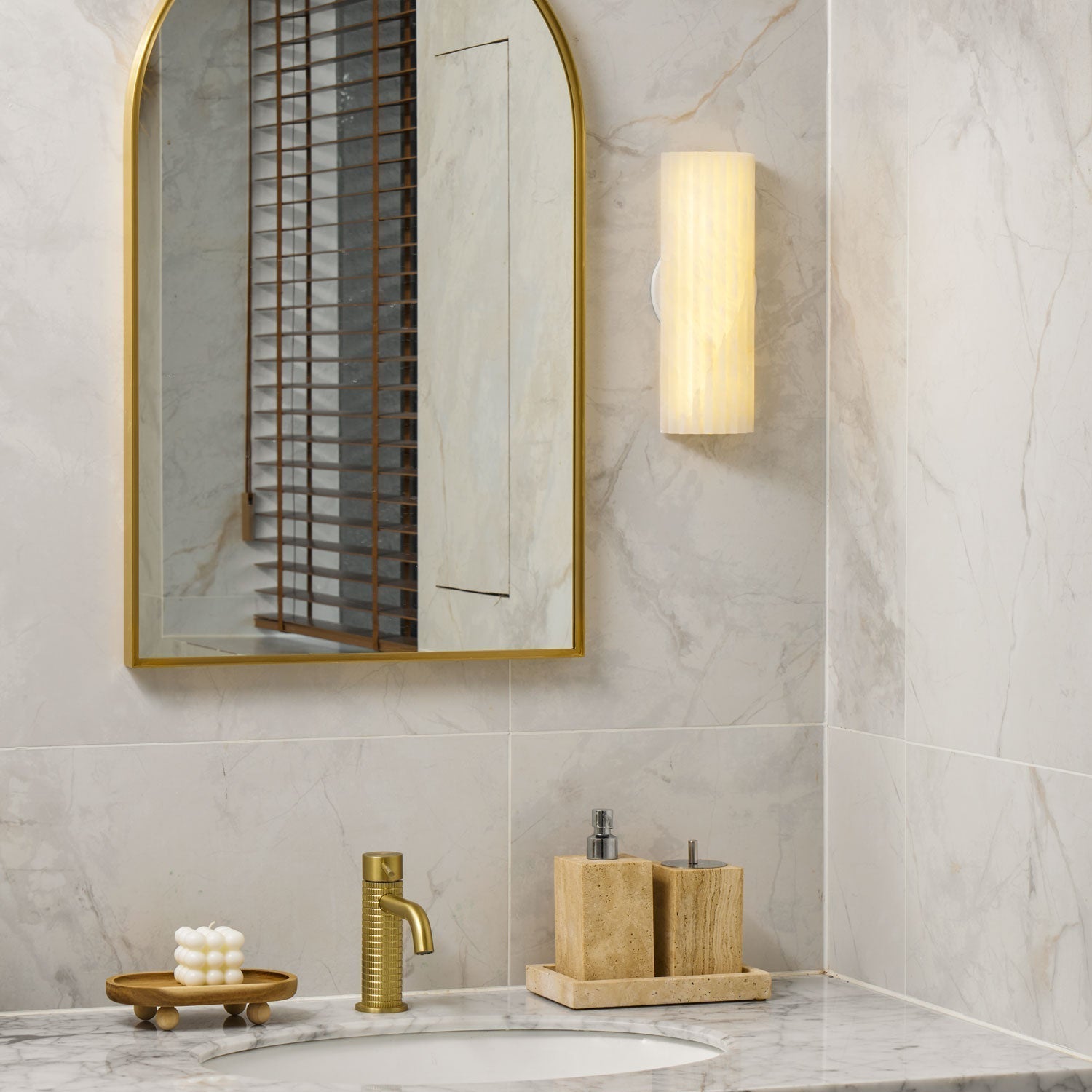 Wall Light Alabaster LED 11.8 in Indoor Bathroom Vanity Hallway Sconce Modern Vertical Lighting Fixture | Thomler