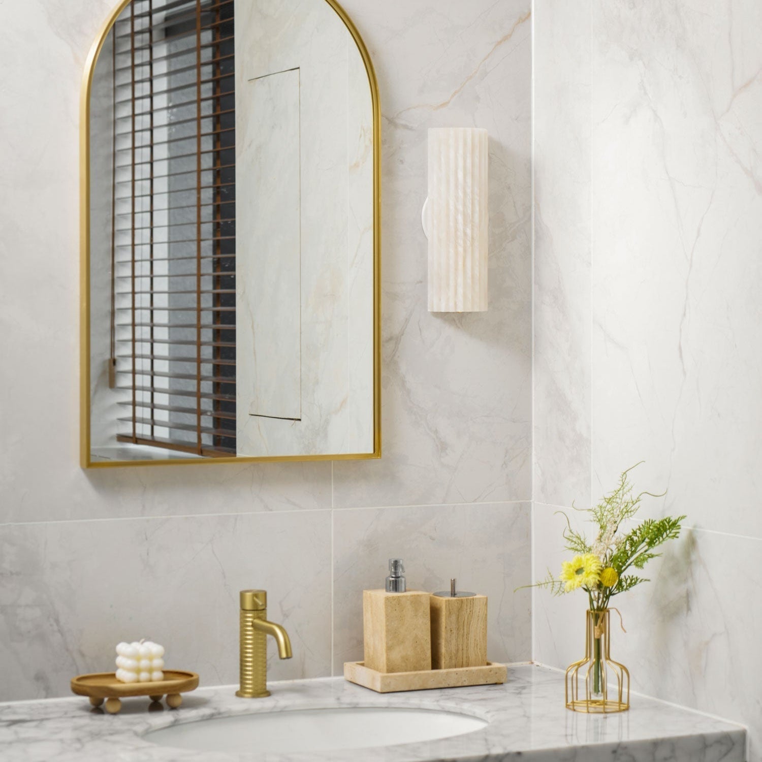Wall Light Alabaster LED 11.8 in Indoor Bathroom Vanity Hallway Sconce Modern Vertical Lighting Fixture | Thomler