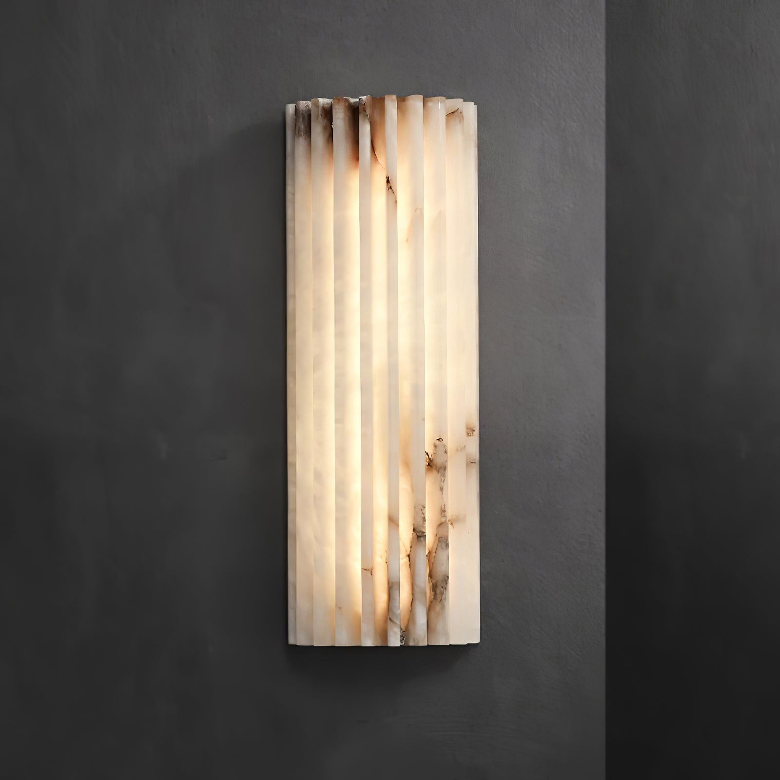 Alabaster Wall Light 11.8 in Integrated LED Indoor Ribbed Sconce Bedroom Hallway Ambient Lighting Fixture | Thomler