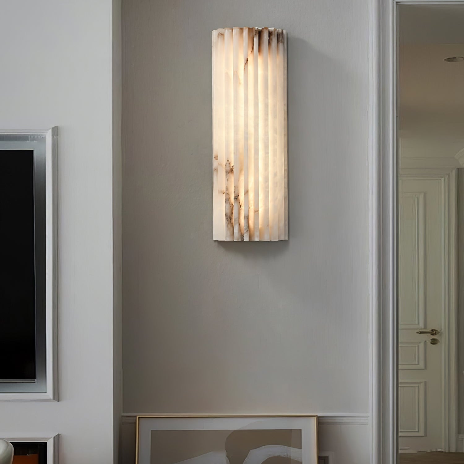 Wall Light Alabaster LED 11.8 in Indoor Bathroom Vanity Hallway Sconce Modern Vertical Lighting Fixture | Thomler