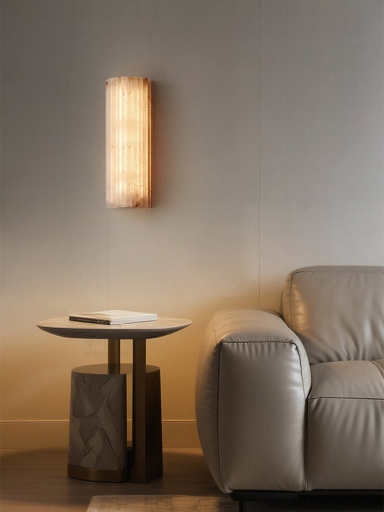 Alabaster Wall Light 11.8 in Integrated LED Indoor Ribbed Sconce Bedroom Hallway Ambient Lighting Fixture | Thomler