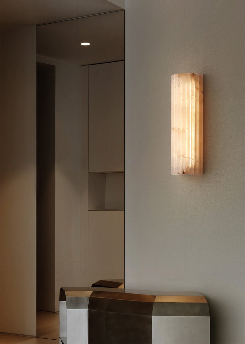 Alabaster Wall Light 11.8 in Integrated LED Indoor Ribbed Sconce Bedroom Hallway Ambient Lighting Fixture | Thomler