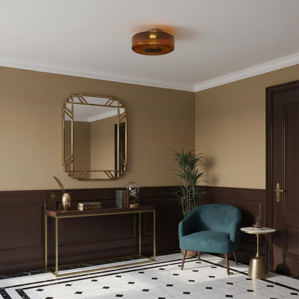 Ceiling Light Glass 14.9 in Amber Warm White 10W Bedroom Hallway Corridor Lighting | Thomler
