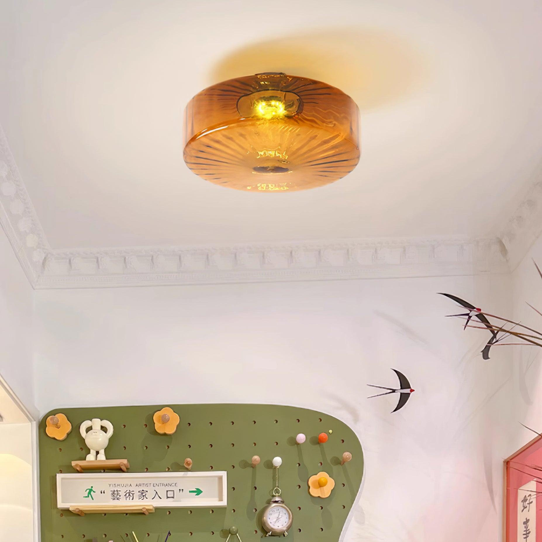 Ceiling Light Glass 14.9 in Amber Warm White 10W Bedroom Hallway Corridor Lighting | Thomler
