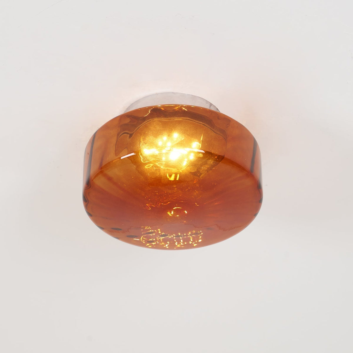 Sunburst Textured Flush Mount Light with Golden Amber Shade for Bedrooms & Hallways | Thomler