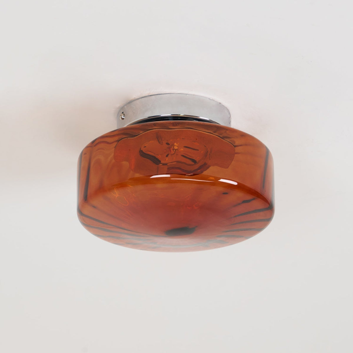 Sunburst Textured Flush Mount Light with Golden Amber Shade for Bedrooms & Hallways | Thomler