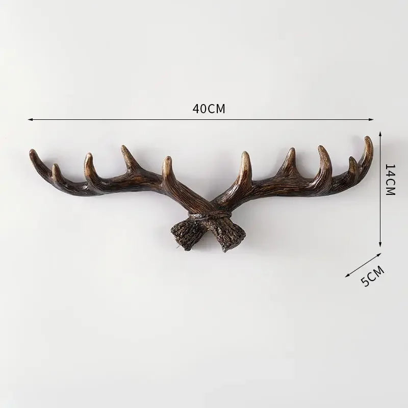 Wall Coat Rack Resin Antler Design 48.0 cm Rustic Hallway Storage Hook Decorative Hat Bag Organiser Entryway Accent | Thomler