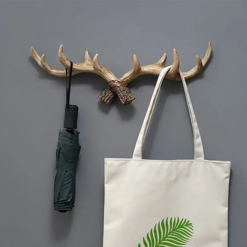 Wall Coat Rack Resin Antler Design 48.0 cm Rustic Hallway Storage Hook Decorative Hat Bag Organiser Entryway Accent | Thomler