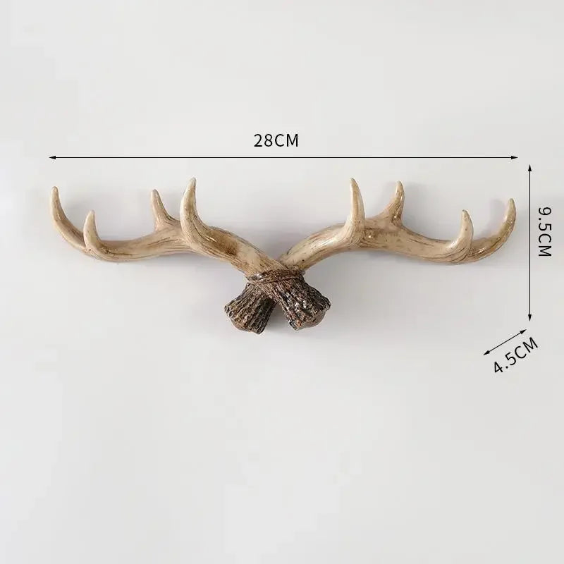 Wall Coat Rack Resin Antler Design 48.0 cm Rustic Hallway Storage Hook Decorative Hat Bag Organiser Entryway Accent | Thomler