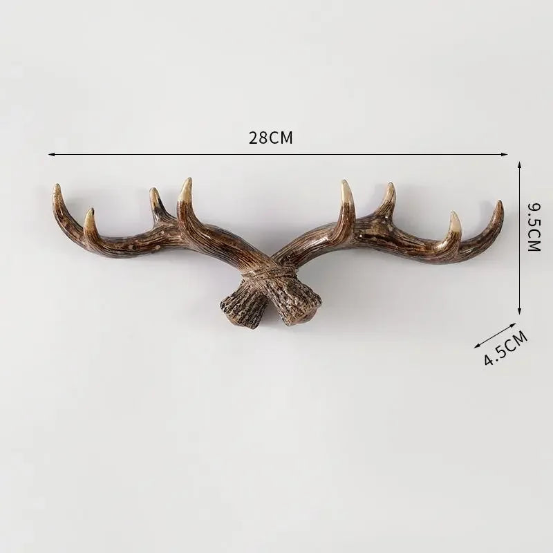 Wall Coat Rack Resin Antler Design 48.0 cm Rustic Hallway Storage Hook Decorative Hat Bag Organiser Entryway Accent | Thomler