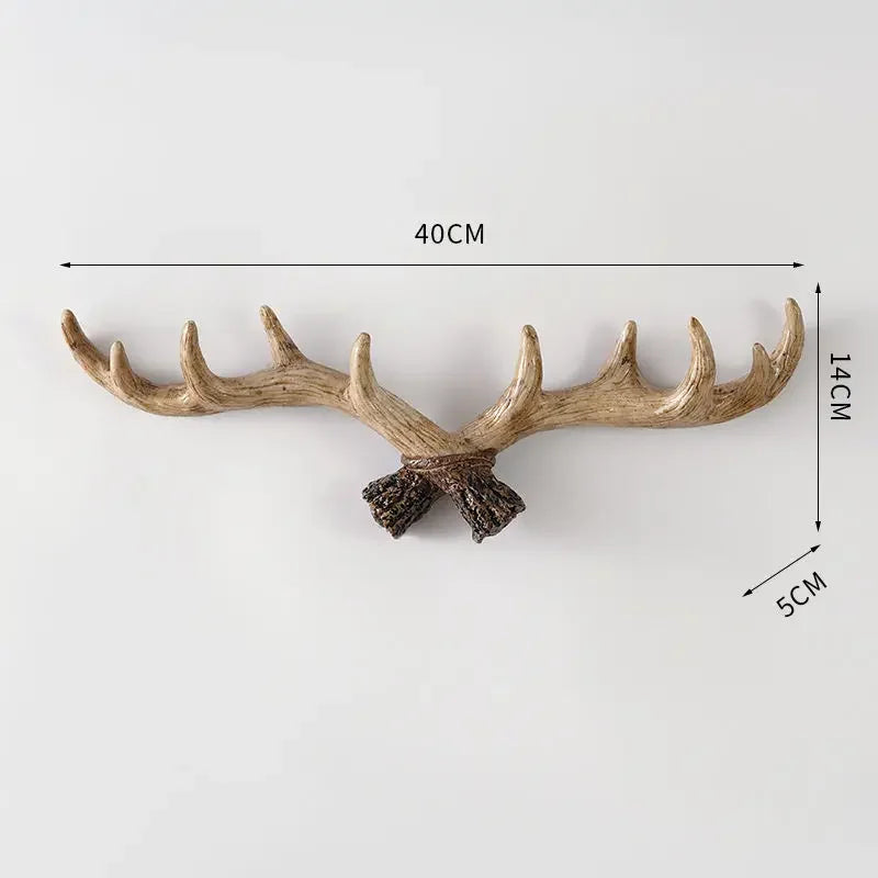 Wall Coat Rack Resin Antler Design 48.0 cm Rustic Hallway Storage Hook Decorative Hat Bag Organiser Entryway Accent | Thomler