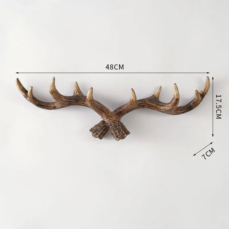 Wall Coat Rack Resin Antler Design 48.0 cm Rustic Hallway Storage Hook Decorative Hat Bag Organiser Entryway Accent | Thomler