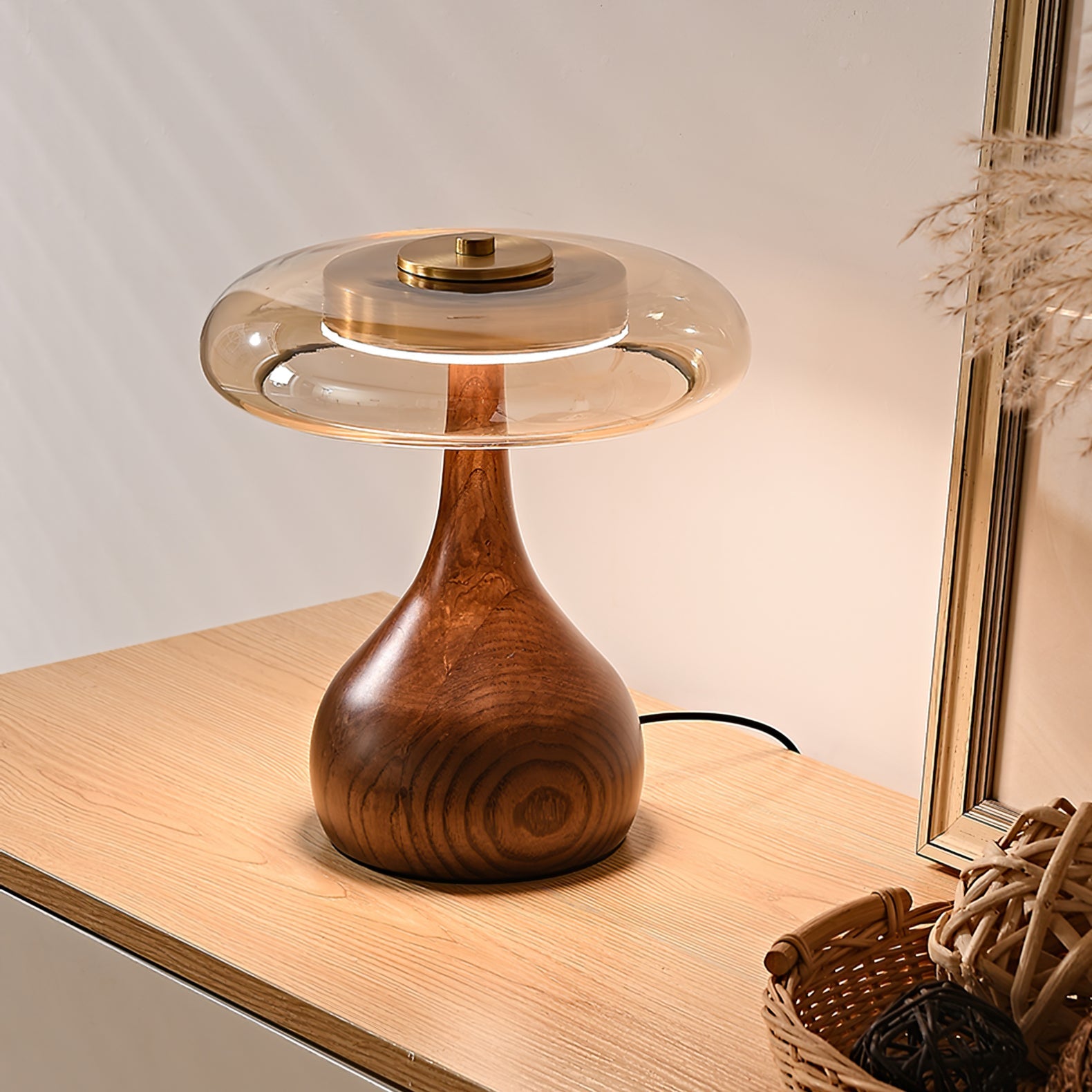 Table Lamp Glass Brass 12W 9.6 in Indoor Accent Lighting Adjustable Color Temperatures Warm Cool Neutral | Thomler