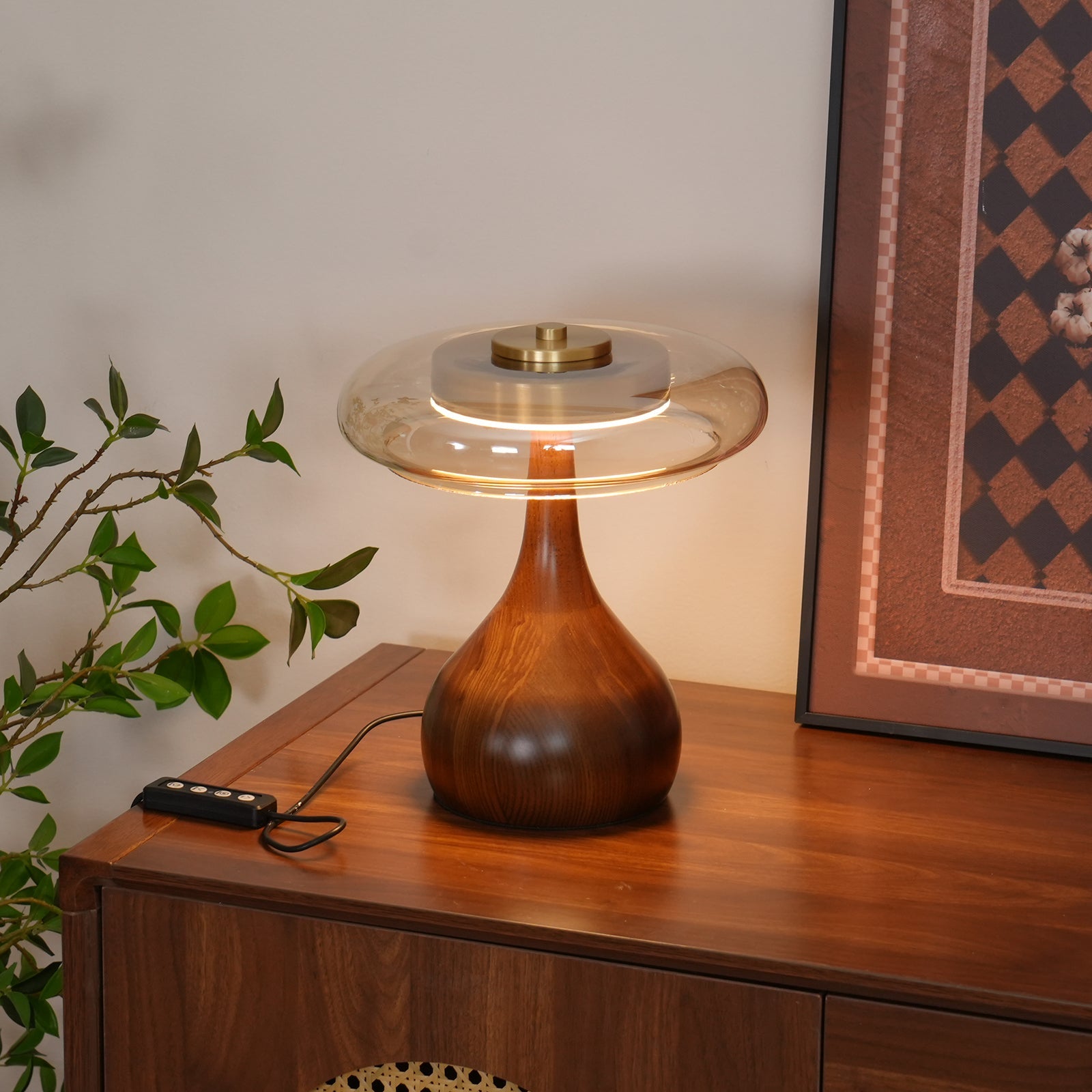 Table Lamp Glass Brass 12W 9.6 in Indoor Accent Lighting Adjustable Color Temperatures Warm Cool Neutral | Thomler