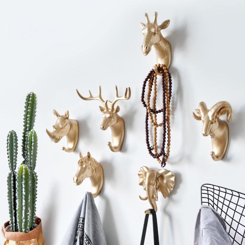 Wall Hook Resin Animal Decorative Gold Hallway Bathroom Key Towel Bag Holder Modern Coat Rack Storage Organiser | Thomler