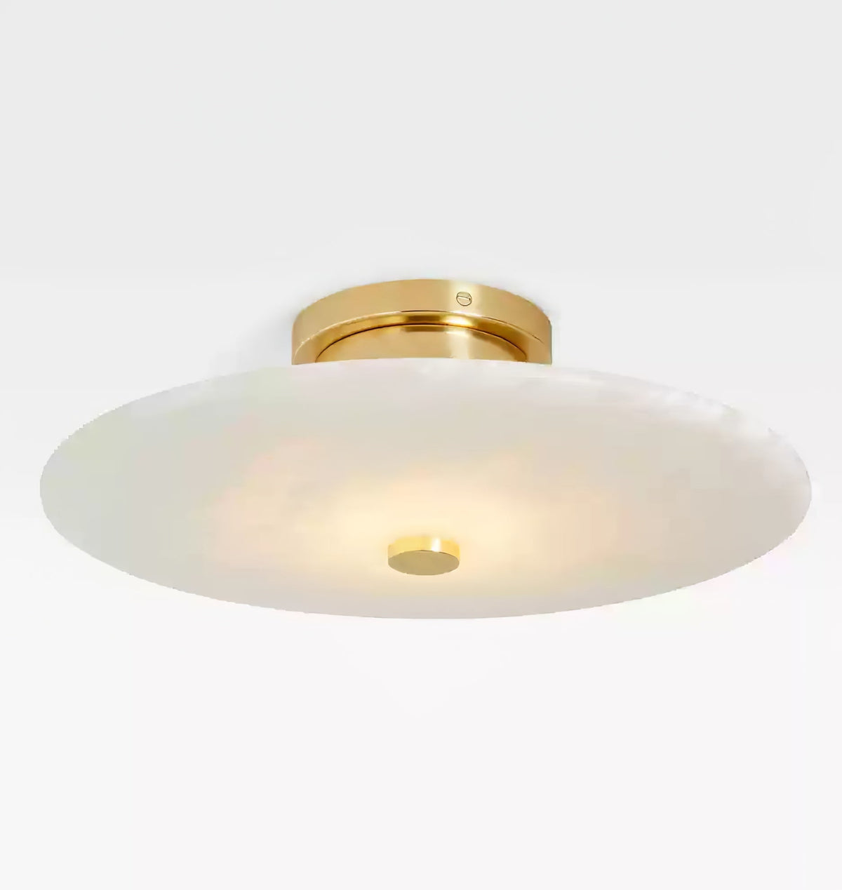 Round Alabaster Flush Mount Ceiling Light with Brass or Black Finish for Modern Home Lighting | Thomler