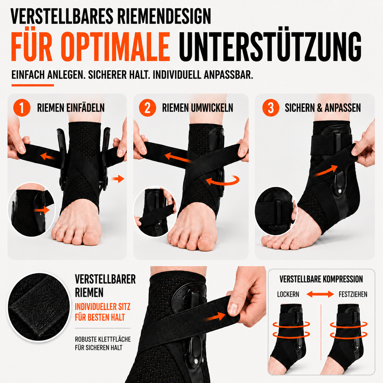 Adjustable Ankle Support Brace with Compression Straps for Sports & Recovery – Breathable Stabilizer for Running, Basketball, Soccer | Thomler