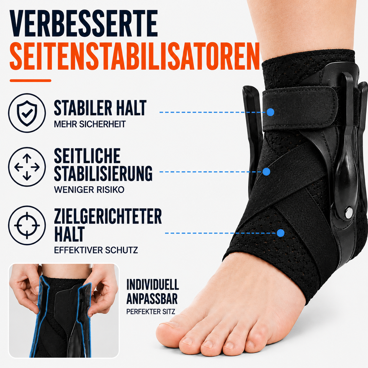 Adjustable Ankle Support Brace with Compression Straps for Sports & Recovery – Breathable Stabilizer for Running, Basketball, Soccer | Thomler