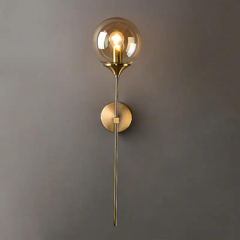 Glass Wall Light Fixture with Gold Metal Base – Ambient Lighting for Bedroom, Living Room & Hallway – 4 Shade Colors | Thomler