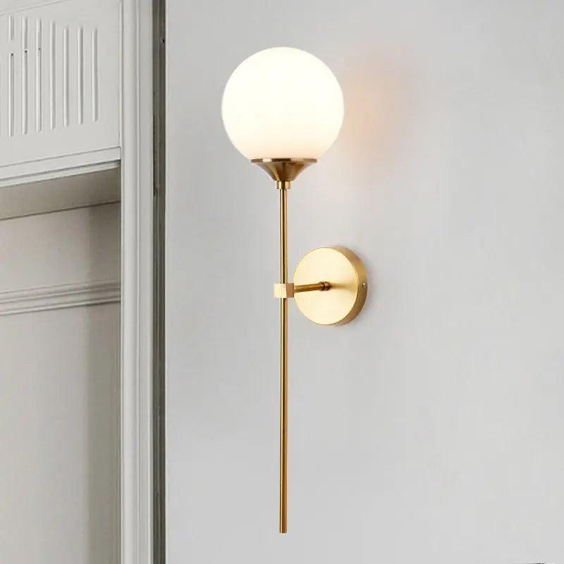 Glass Wall Light Fixture with Gold Metal Base – Ambient Lighting for Bedroom, Living Room & Hallway – 4 Shade Colors | Thomler