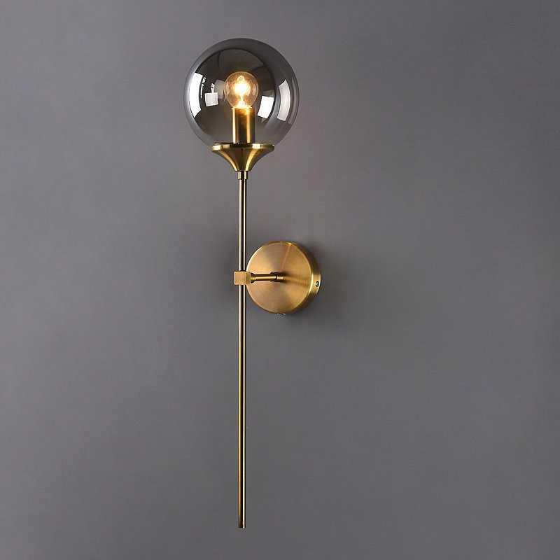 Glass Wall Light Fixture with Gold Metal Base – Ambient Lighting for Bedroom, Living Room & Hallway – 4 Shade Colors | Thomler