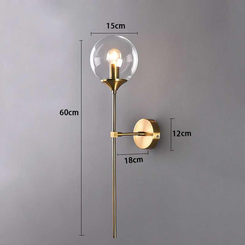 Glass Wall Light Fixture with Gold Metal Base – Ambient Lighting for Bedroom, Living Room & Hallway – 4 Shade Colors | Thomler