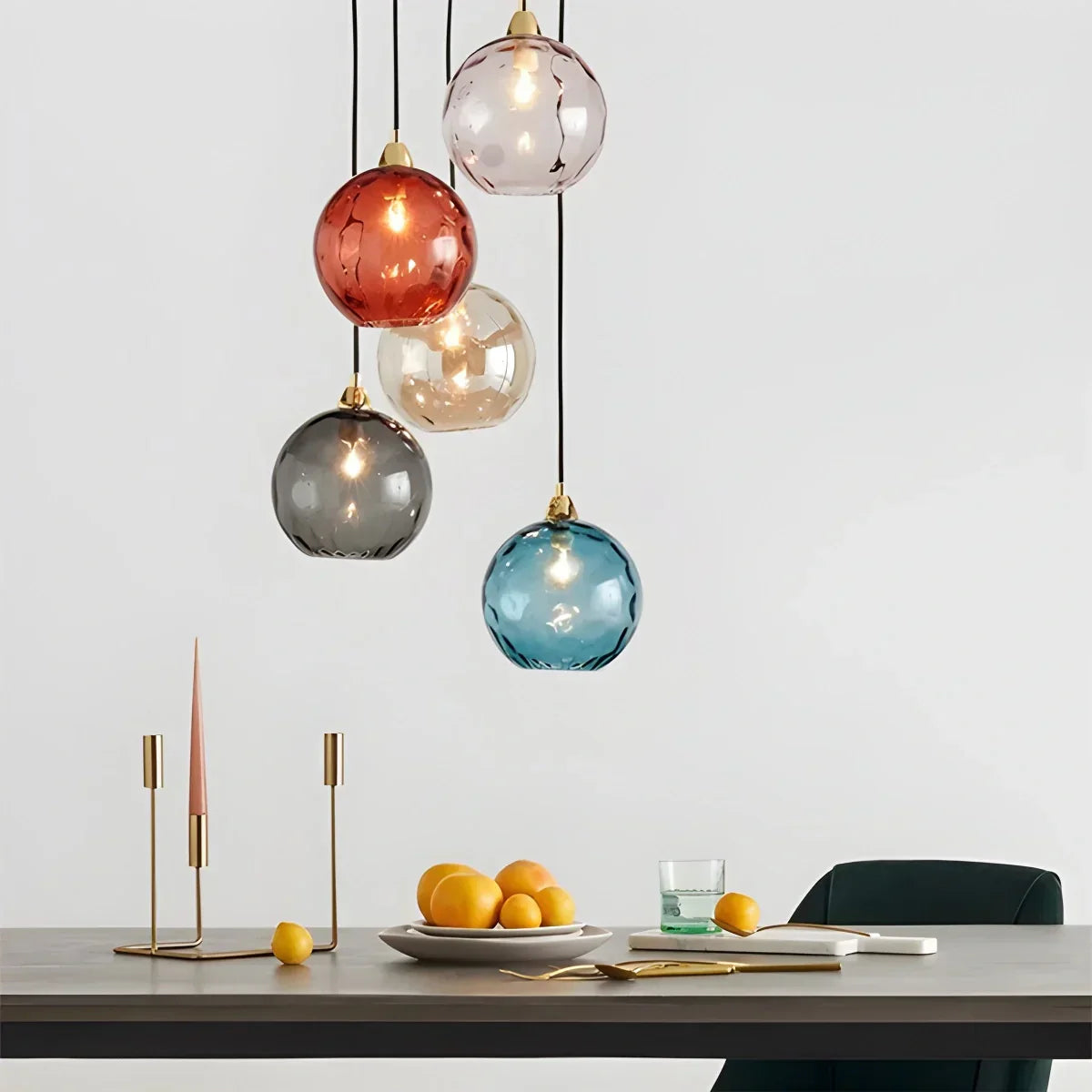 Pendant Light Glass Globe E26 20.0 cm Grey Dining Room Bedroom Hanging Ceiling Lamp Modern Ambient Lighting | Thomler