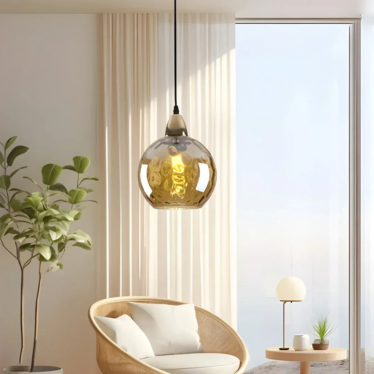 Pendant Light Glass Globe E26 20.0 cm Grey Dining Room Bedroom Hanging Ceiling Lamp Modern Ambient Lighting | Thomler