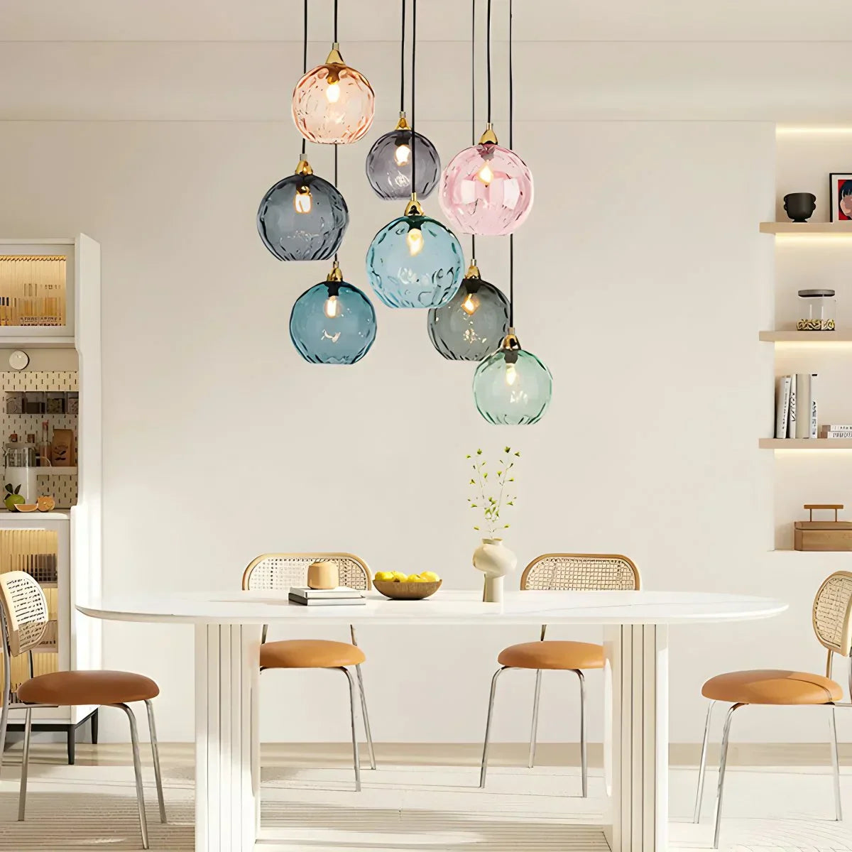 Pendant Light Glass Globe E26 20.0 cm Grey Dining Room Bedroom Hanging Ceiling Lamp Modern Ambient Lighting | Thomler