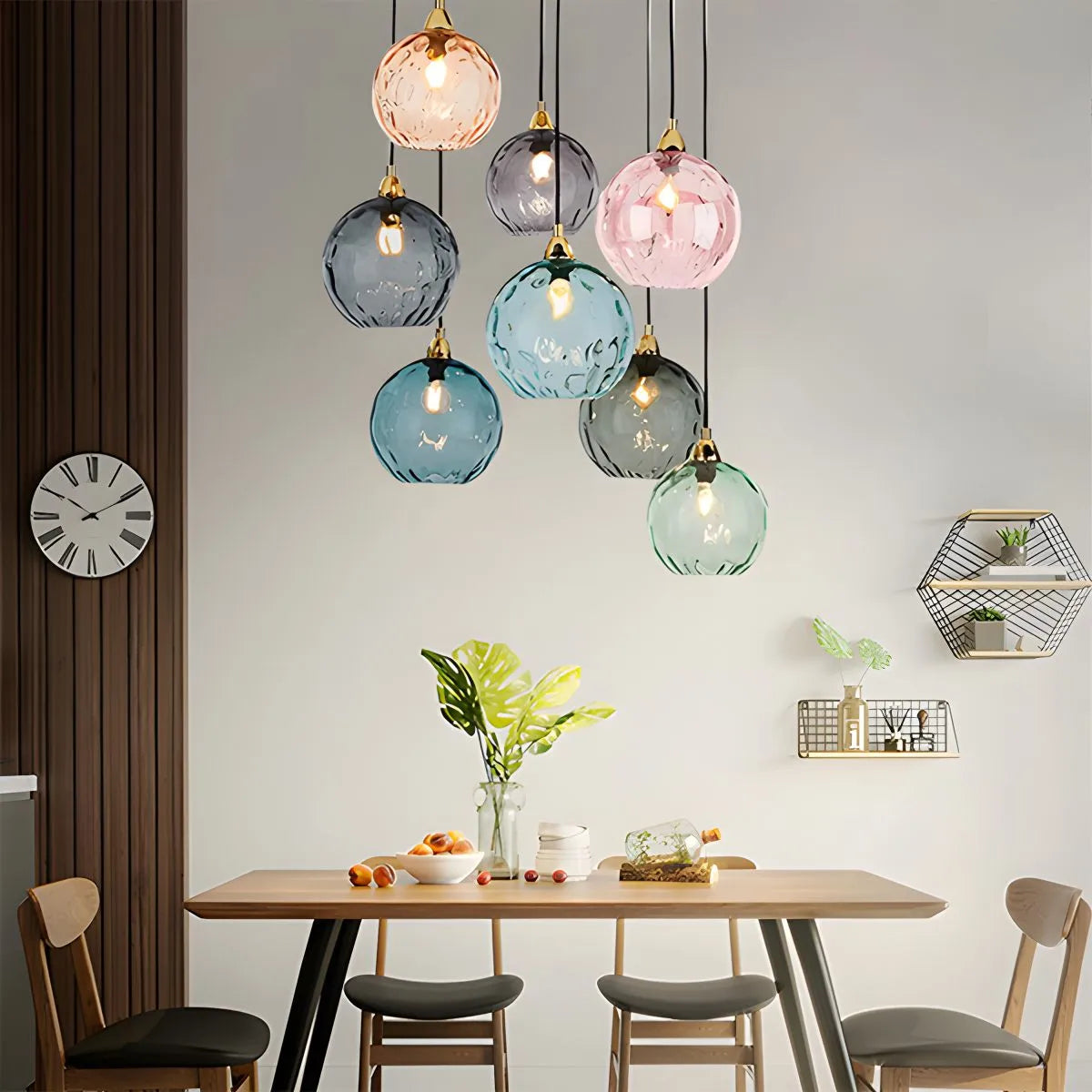 Pendant Light Glass Globe E26 20.0 cm Grey Dining Room Bedroom Hanging Ceiling Lamp Modern Ambient Lighting | Thomler